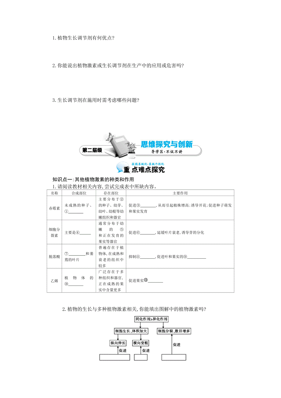 《优化课堂》2015-2016学年高二生物人教版必修3：3.3 其他植物激素 导学案 WORD版含答案.doc_第2页