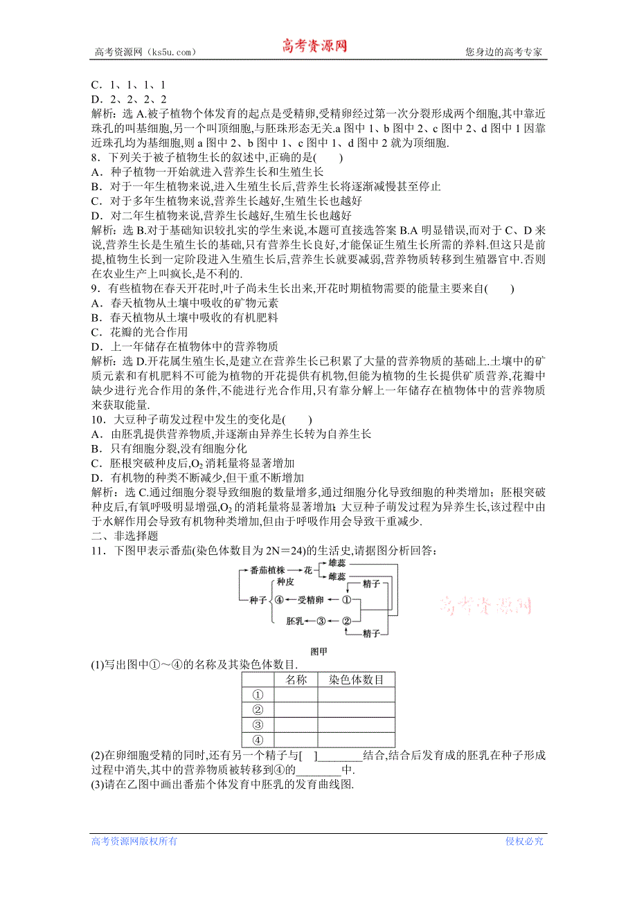 2013年《优化方案》人教版生物高二（上）第五章第二节（一）课时活页训练 WORD版含答案.doc_第3页