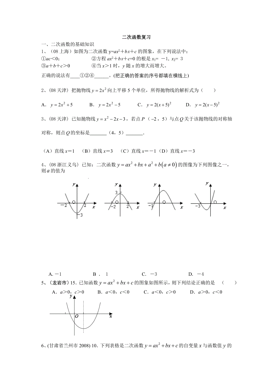 二次函数复习题.doc_第1页