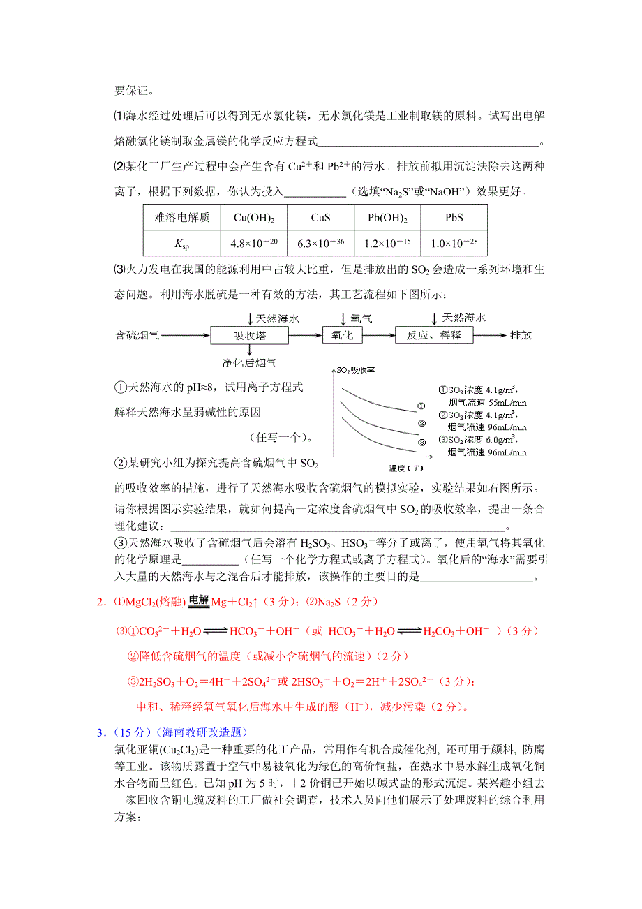 广东省2013届高三化学专题训练 化学工艺与图像结合专题突破参考用题.doc_第2页