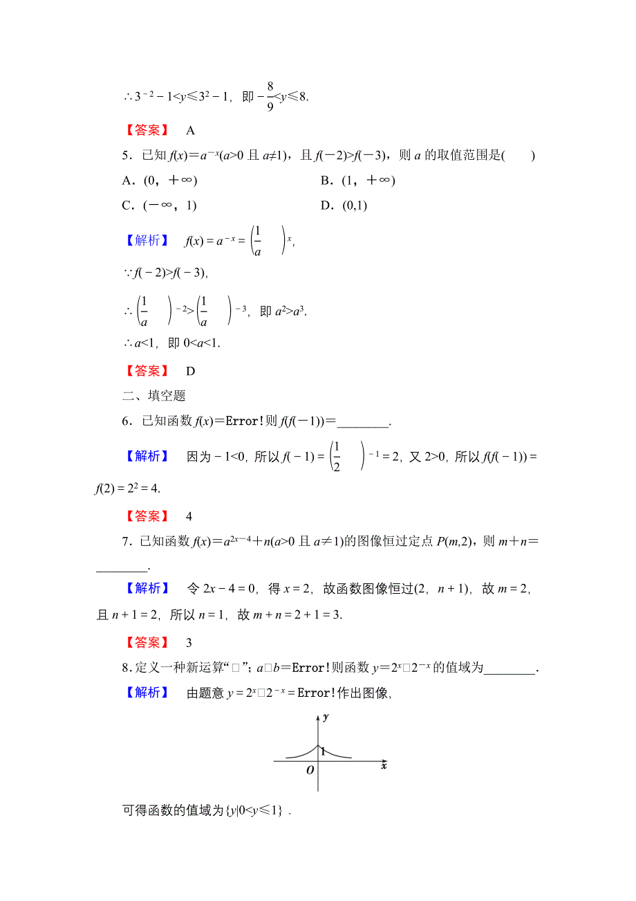 2016-2017学年高中数学北师大版必修1学业分层测评14 指数函数的图像与性质 WORD版含解析.doc_第2页