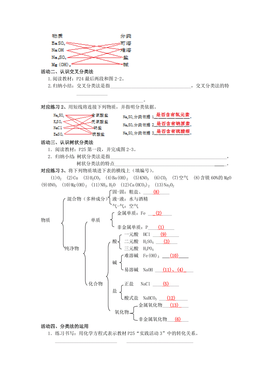 四川省成都市龙泉中学2015-2016学年人教版化学必修一第二章第一节《物质的分类》导学案 .doc_第2页