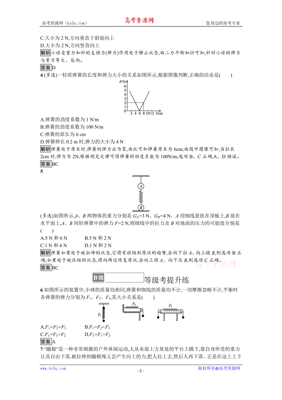 《新教材》2021-2022学年高中物理鲁科版必修第一册练习：第3章　第2节　科学探究 弹力 WORD版含解析.docx_第2页