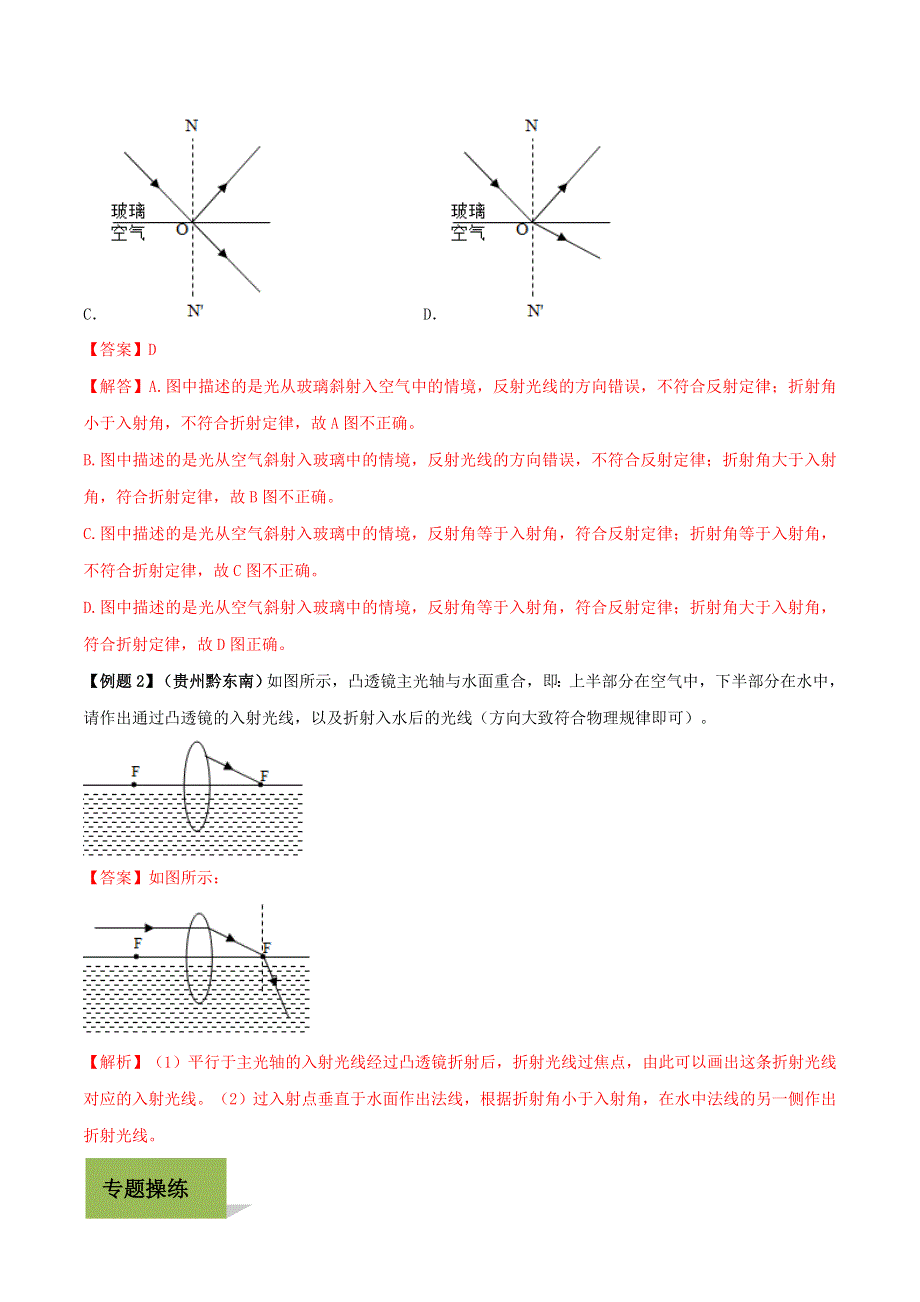 2020年中考物理学考练重要规律 专题04 光的折射规律试题.doc_第2页