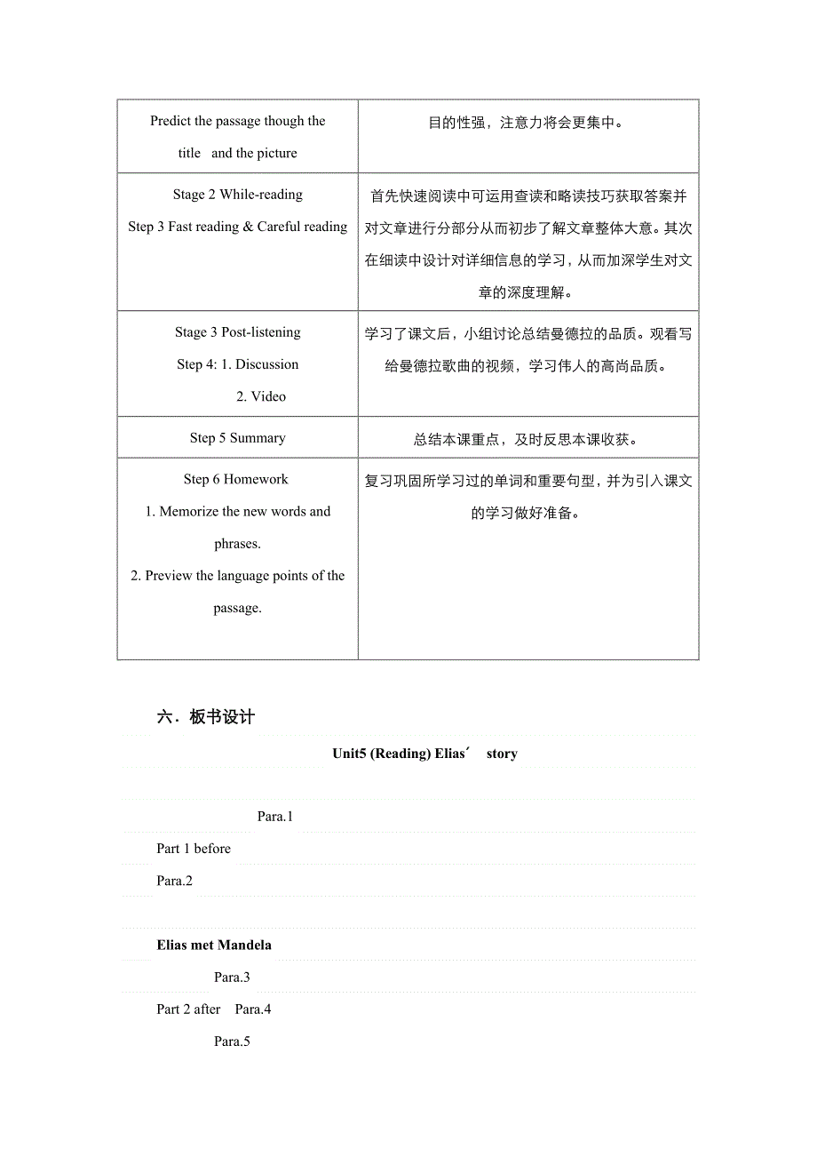 《优品》高中英语人教版必修1 UNIT 5 NELSON MANDELA--A MODERN HERO READING 教案 （系列四） WORD版.doc_第3页