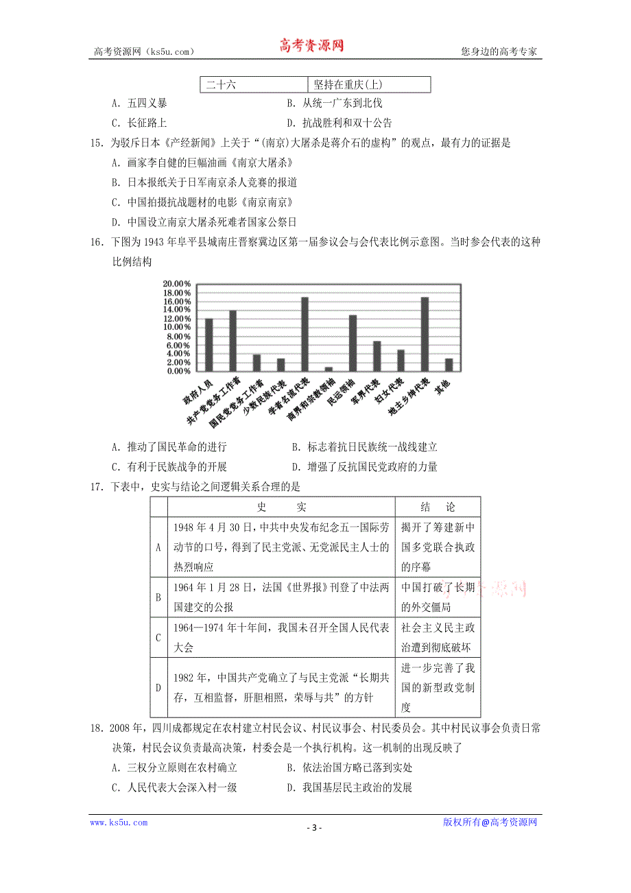 《发布》四川省遂宁市2019-2020学年高一上期期末考试 历史 WORD版含答案.doc_第3页