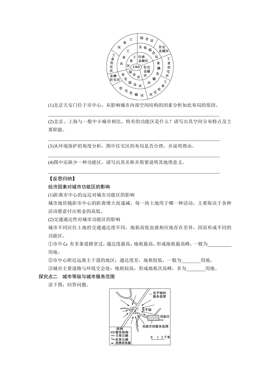 2013届高考鲁教版地理一轮复习学案：26城市内部空间结构和服务功能.doc_第3页