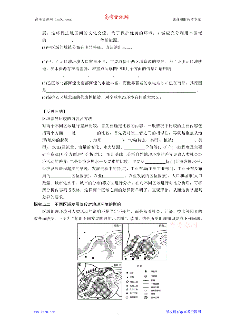 2013届高考鲁教版地理一轮复习学案：40地理环境对区域发展的影响.doc_第3页