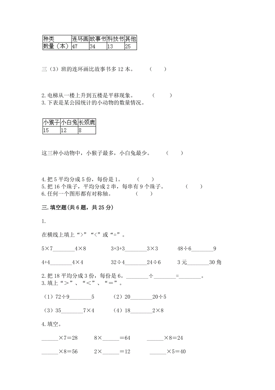 人教版二年级下册数学《期中测试卷》（考试直接用）.docx_第2页