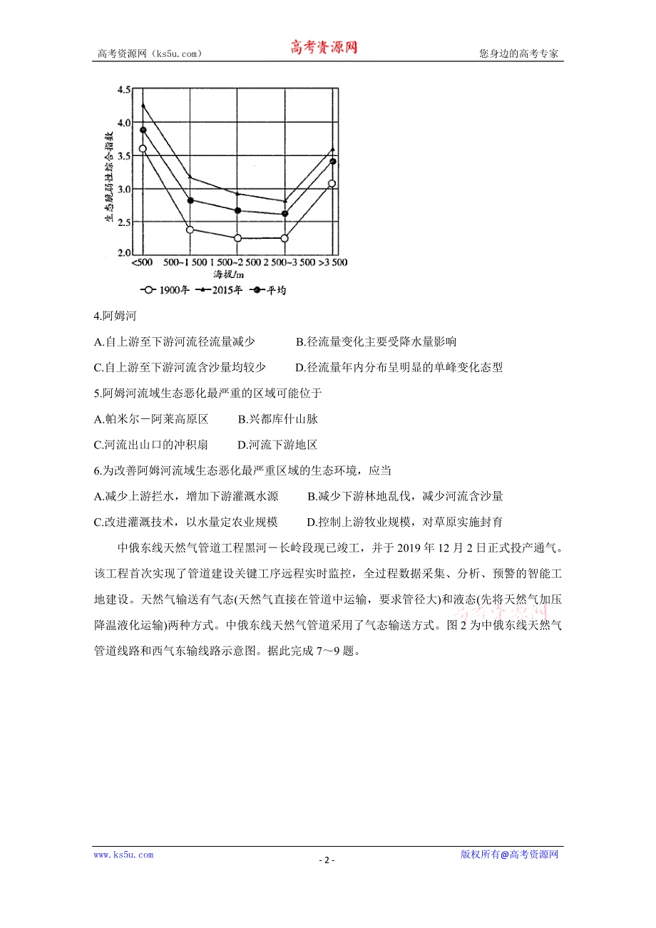 《发布》天一大联考2020届高三阶段性测试（四） 地理 WORD版含答案BYCHUN.doc_第2页