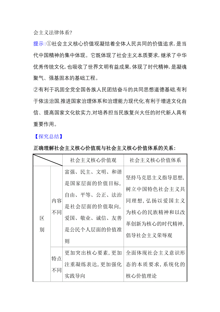 2022人教版政治必修3课堂学案：4-10-1 培育和践行社会主义核心价值观 WORD版含答案.doc_第2页