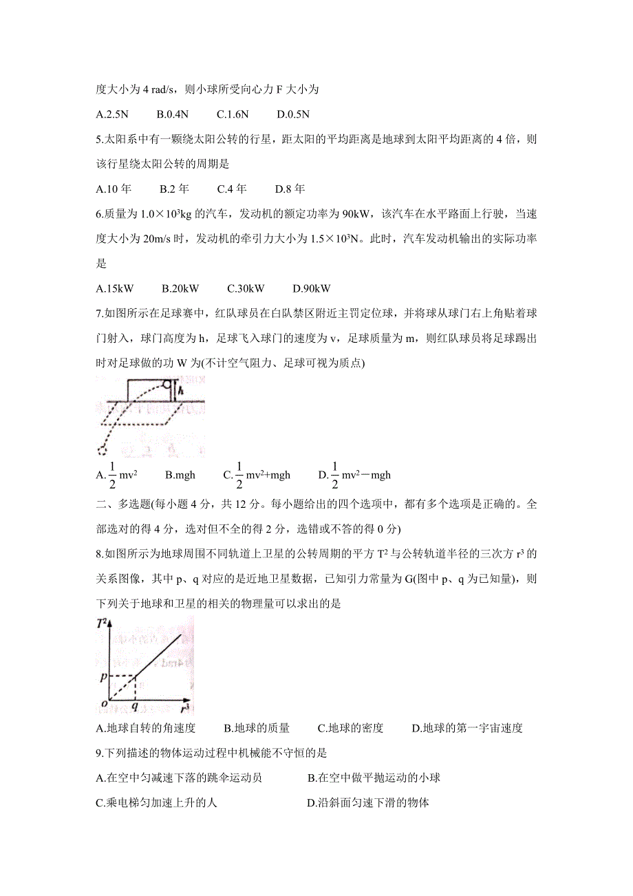 《发布》天津市东丽区2020-2021学年高一下学期期末考试 物理 WORD版含答案BYCHUN.doc_第2页