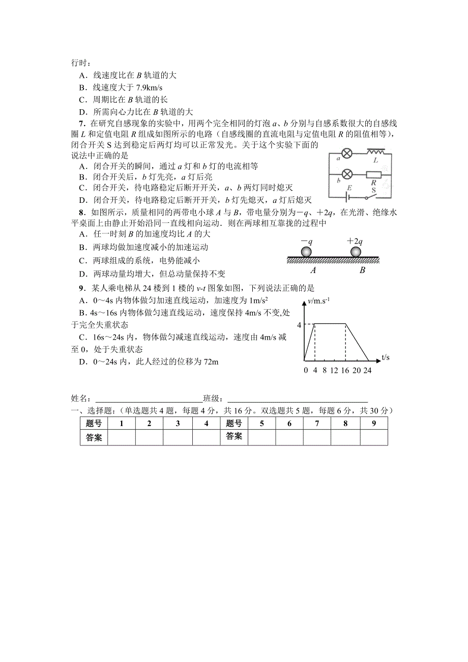 广东省2011届湛江市高考物理选择题模拟专项训练（三）.doc_第2页