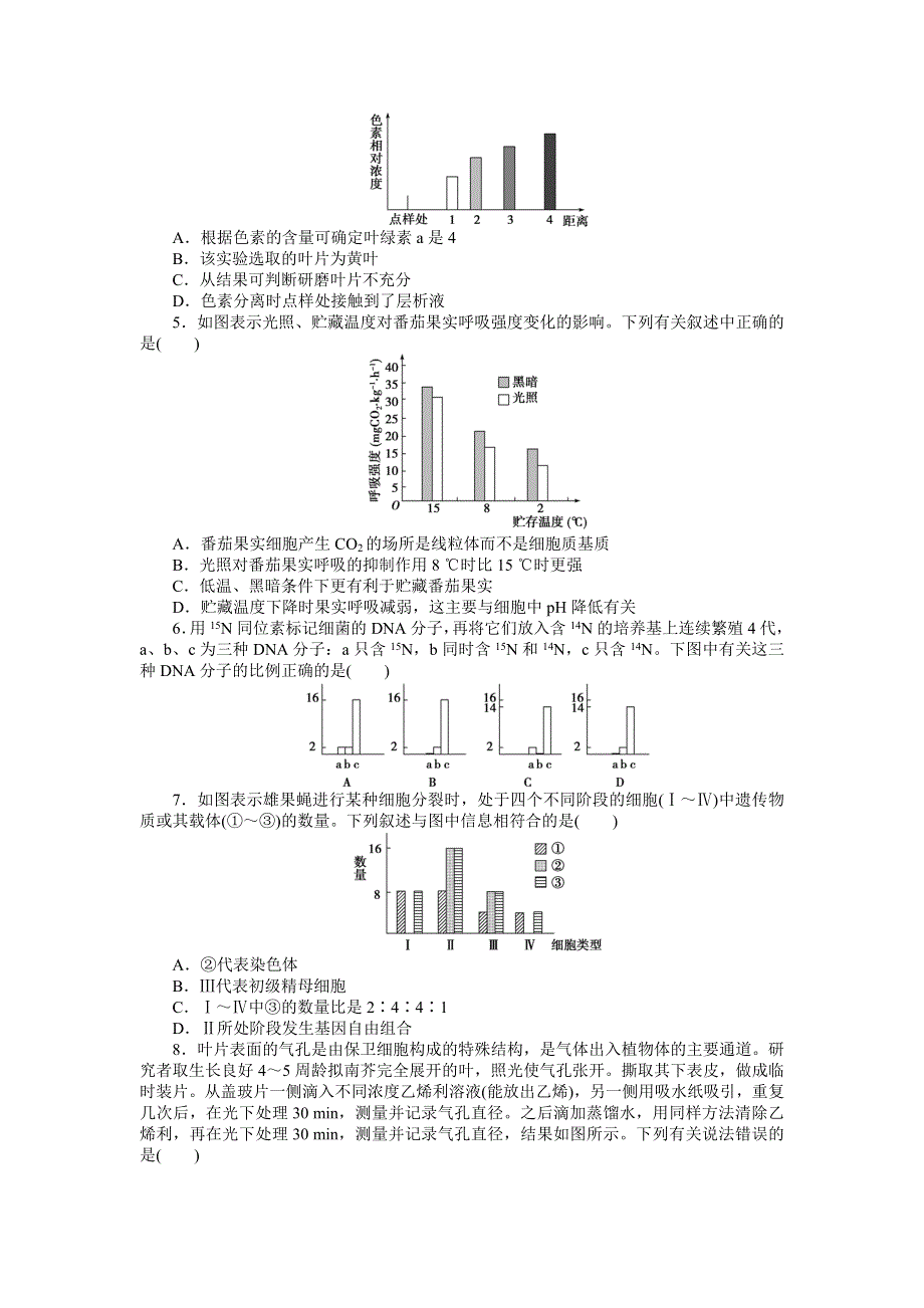 《优化设计》2015届高考生物二轮复习特色专项训练：专练一四、直方图类 WORD版含解析.doc_第2页