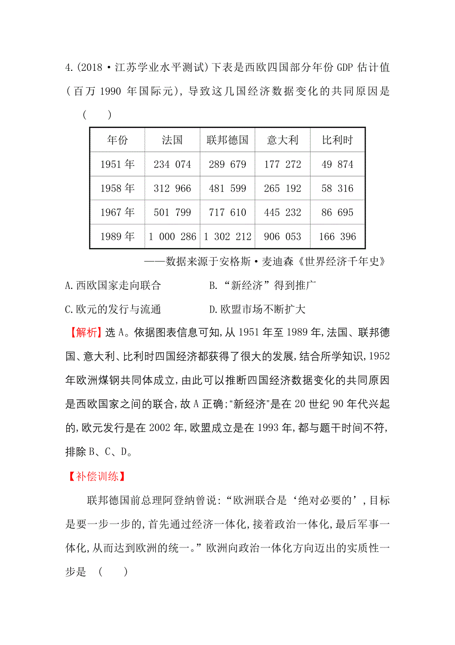 2020-2021学年历史岳麓版必修二同步作业：5-24 欧洲的经济区域一体化 WORD版含解析.doc_第3页