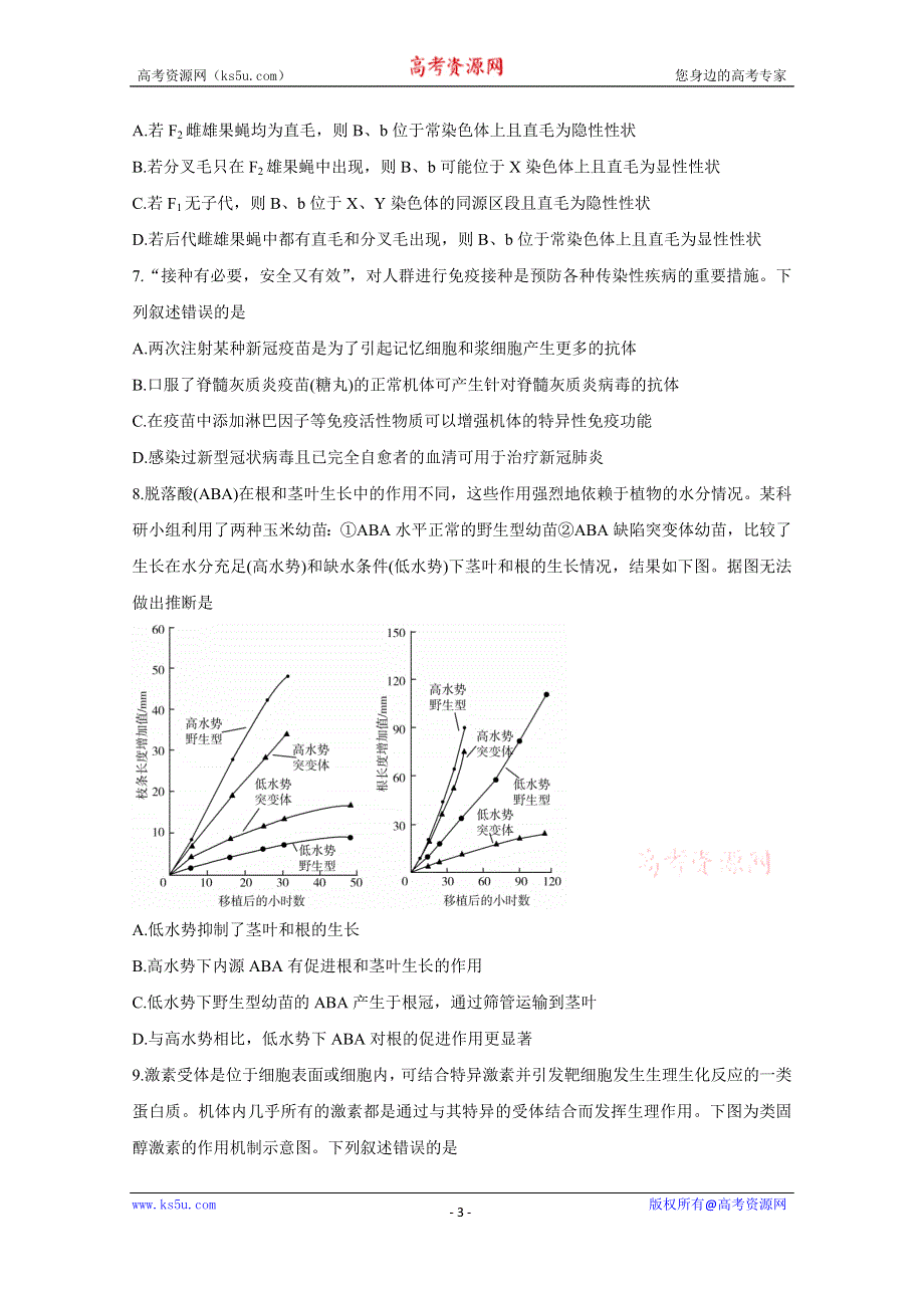 《发布》山东省济南市2021届高三下学期5月高考模拟针对训练（三模） 生物 WORD版含答案BYCHUN.doc_第3页