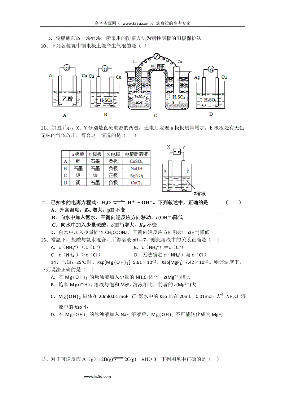 山东省兖州市2010-2011学年高二上学期期末考试化学试题.doc_第2页