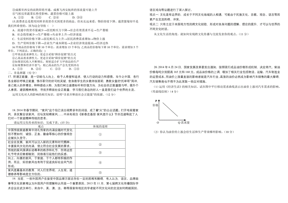 四川省成都树德中学2014-2015学年高二10月月考 政治 WORD版含答案.doc_第2页