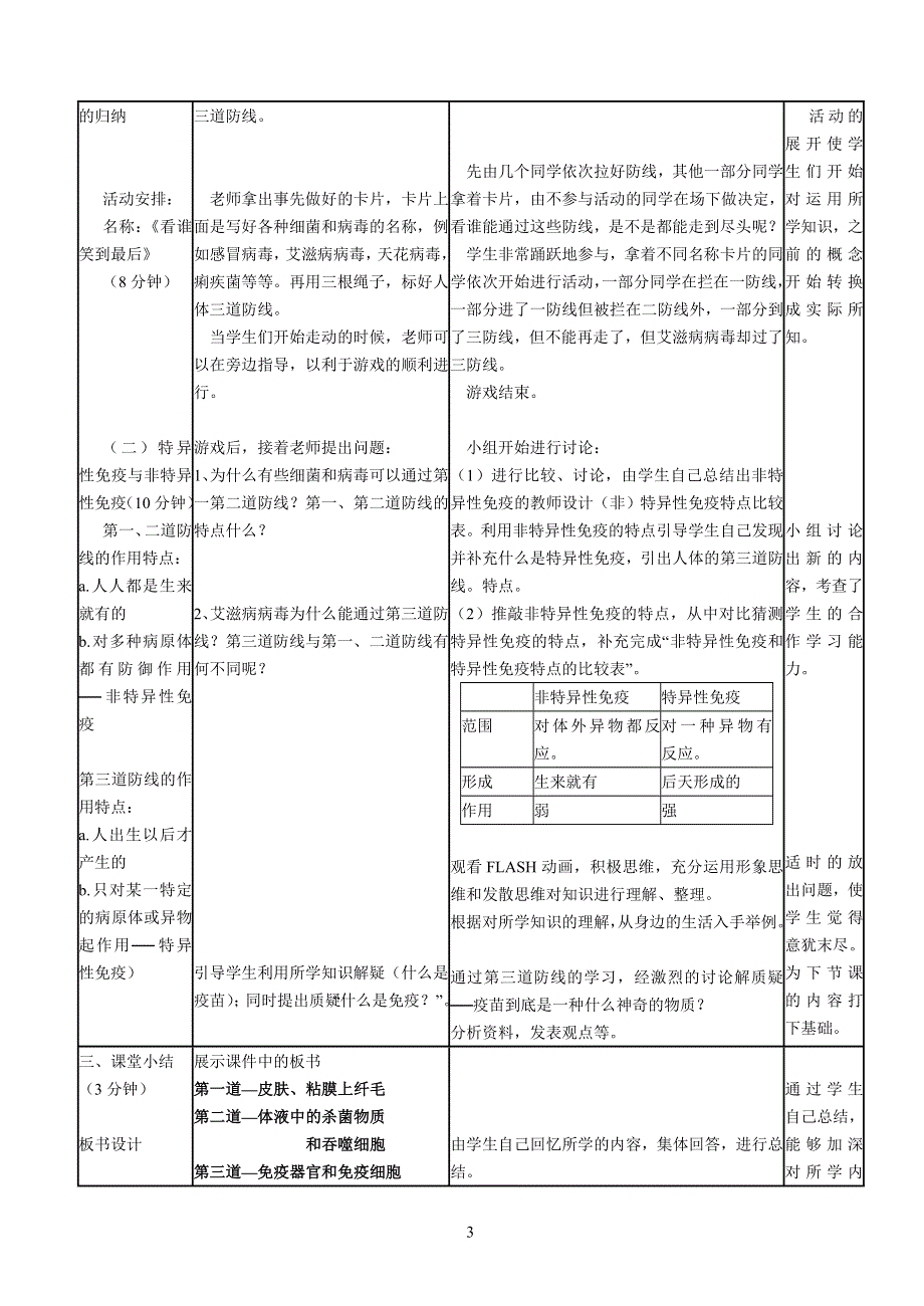 人教版生物八年级下册第八单元第一章免疫与计划免疫说课稿.doc_第3页