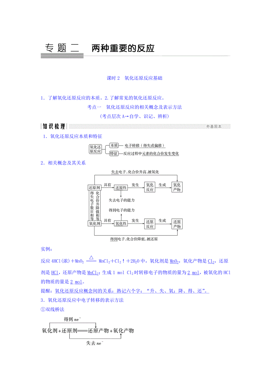 2018版化学（苏教版）高考总复习教学案--氧化还原反应基础 WORD版含答案.doc_第1页