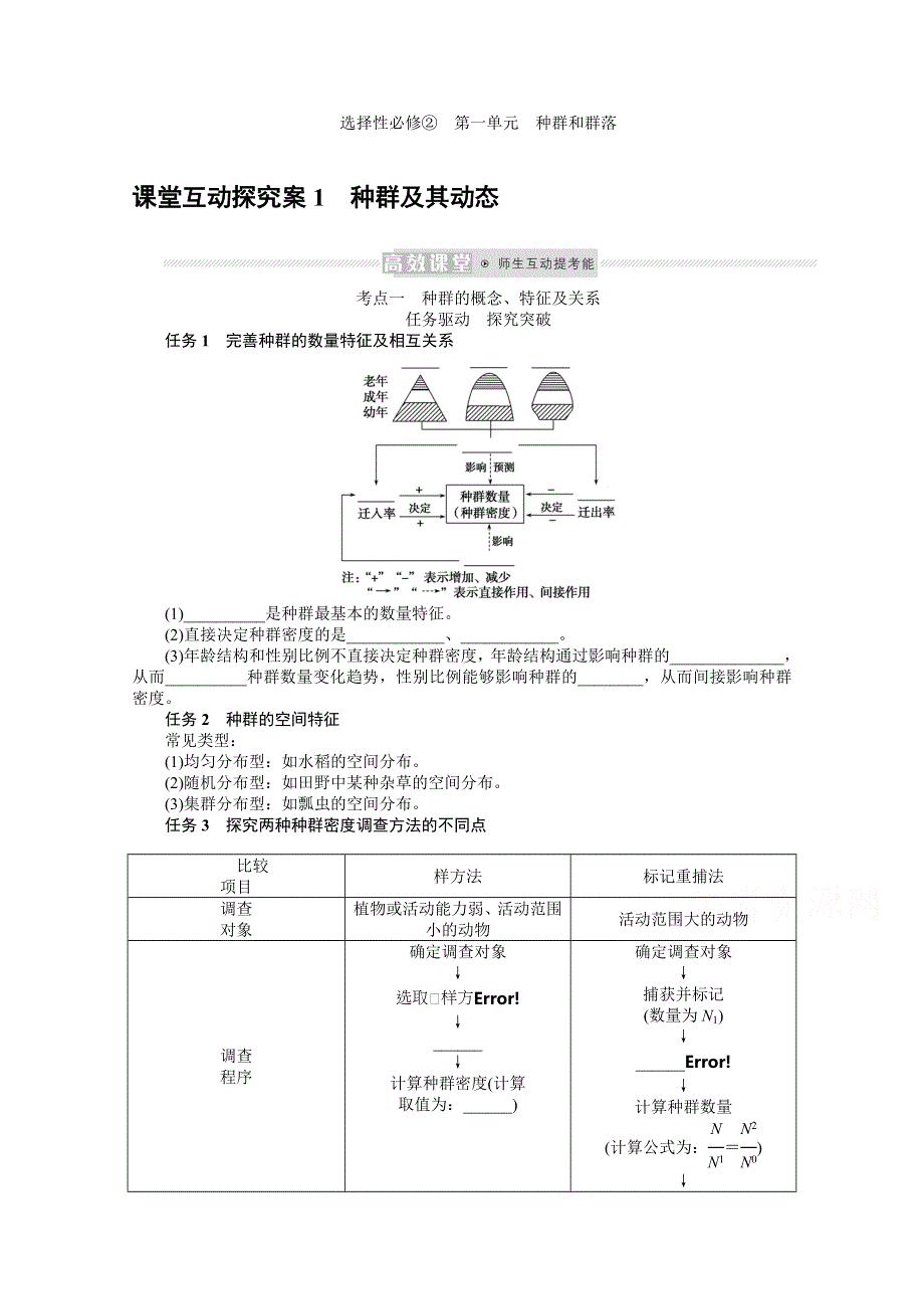 《新教材》2022届新高考生物一轮复习学案：选择性必修2-1-1 种群及其动态 WORD版含解析.docx_第1页