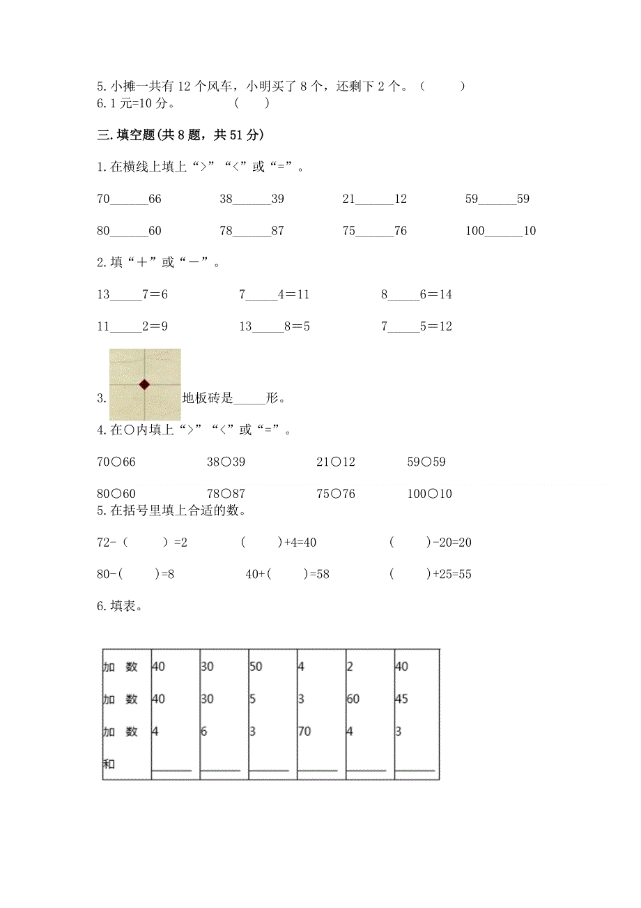 人教版一年级下册数学《期末测试卷》精品【模拟题】.docx_第2页