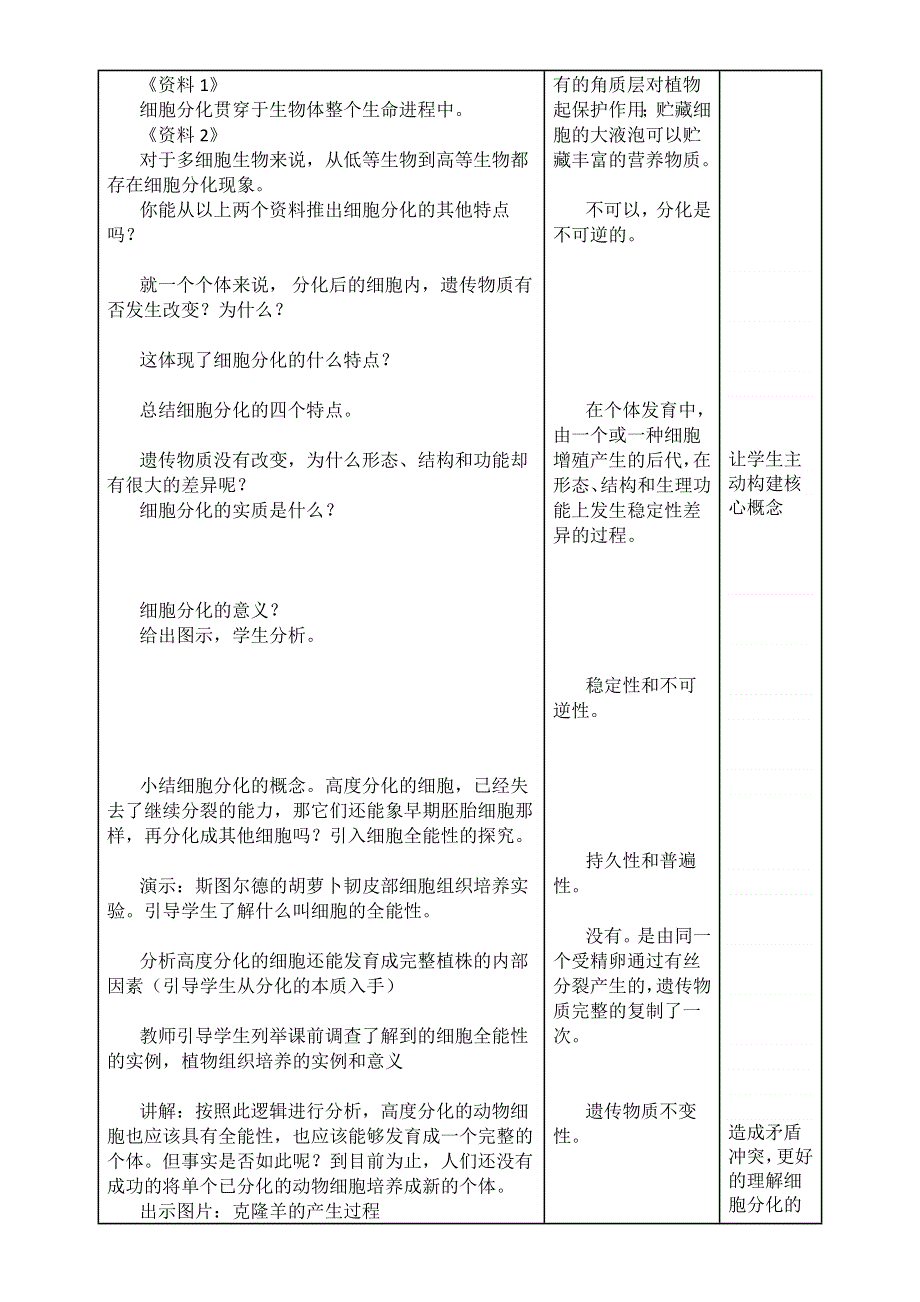 人教版生物必修一教学设计：6.2 细胞分化 WORD版含答案.doc_第3页