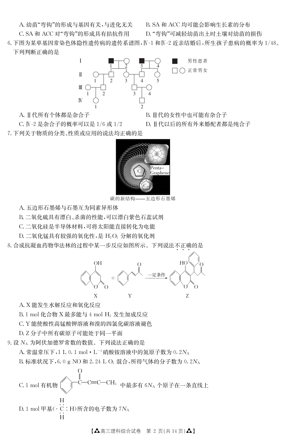 湖南省长沙市周南中学2020届高三下学期第六次月考理科综合试题 PDF版含答案.pdf_第2页