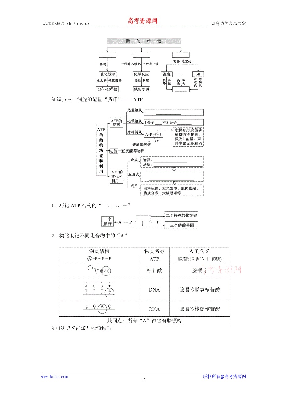 《新教材》2022届新高考生物一轮复习学案：课前1-3-1 酶与ATP WORD版含解析.docx_第2页