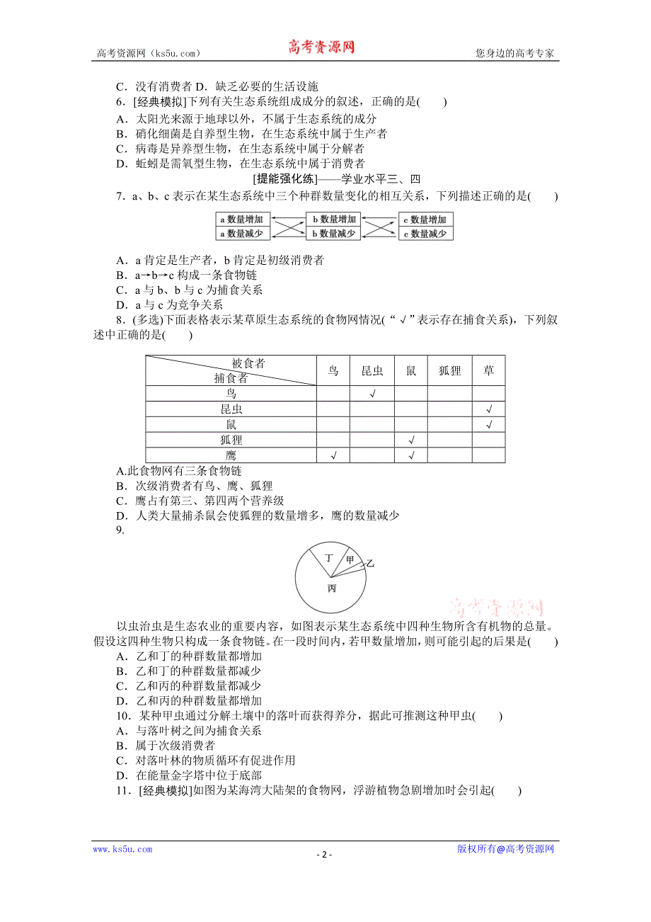 《新教材》2022届新高考生物一轮复习课后检测：35 生态系统的结构 WORD版含解析.docx_第2页