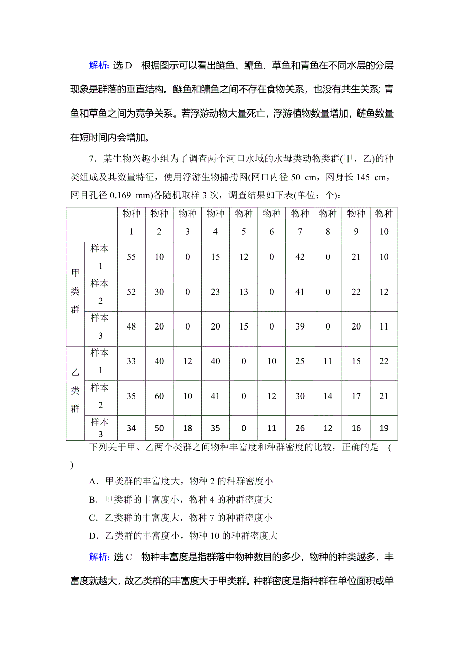 2020年人教版高中生物必修三课下提能：第四章 第3节　群落的结构 WORD版含解析.doc_第3页