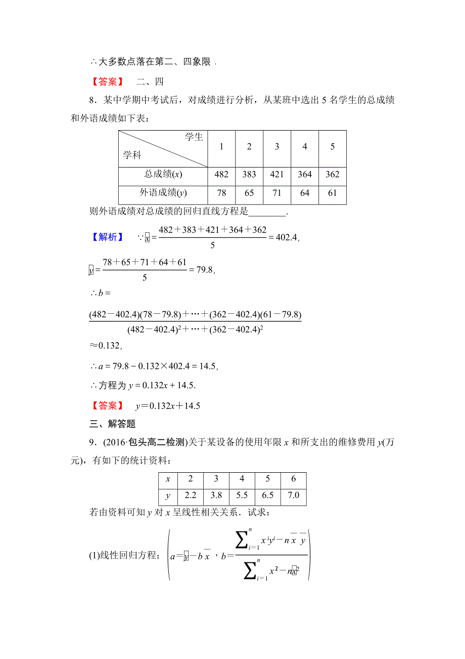 2016-2017学年高中数学北师大版选修1-2学业分层测评1 回归分析 WORD版含解析.doc_第3页