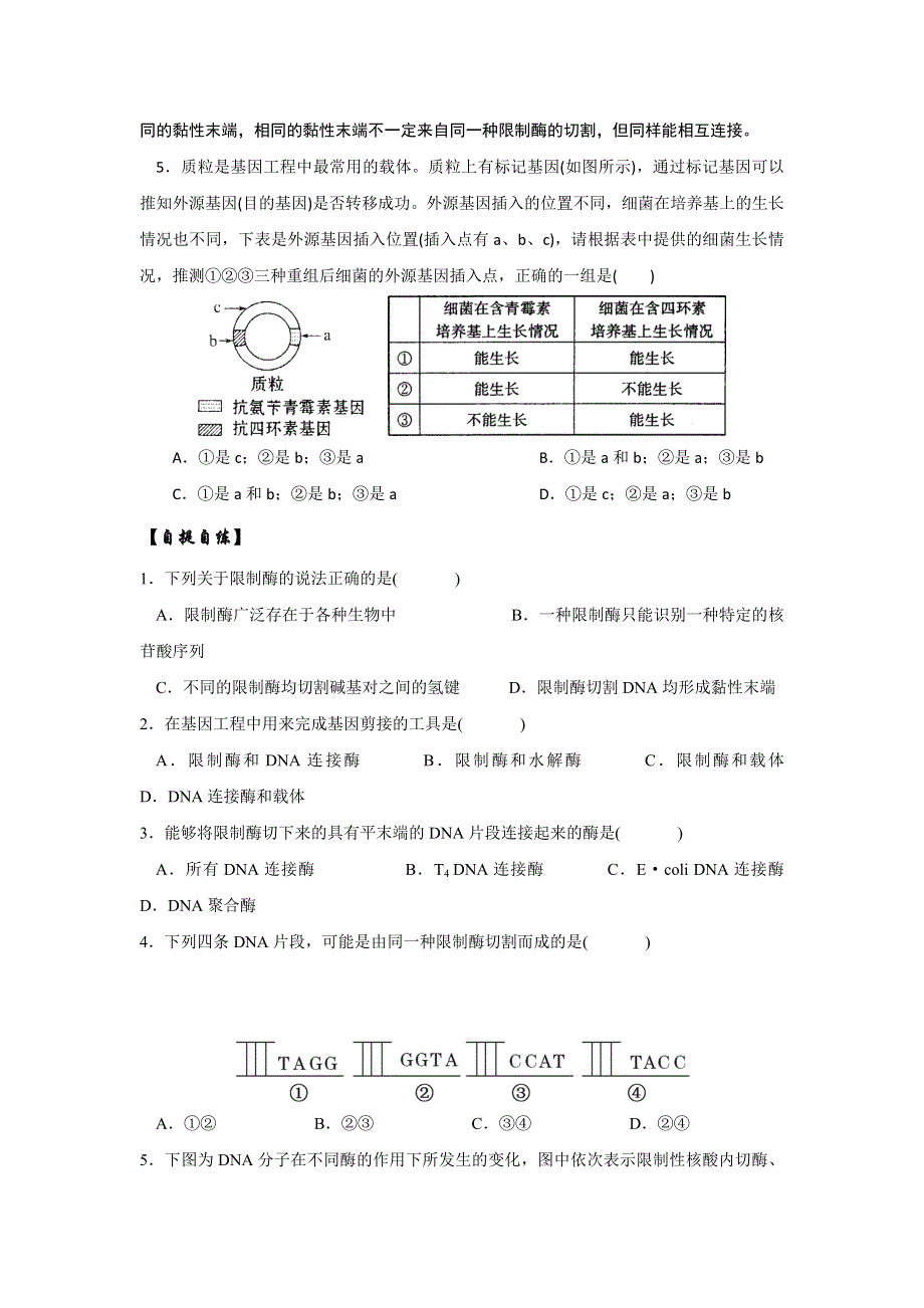 山东省乐陵市第一中学高中生物选修三第一章第1节 DNA重组技术的基本工具 学案 .doc_第3页