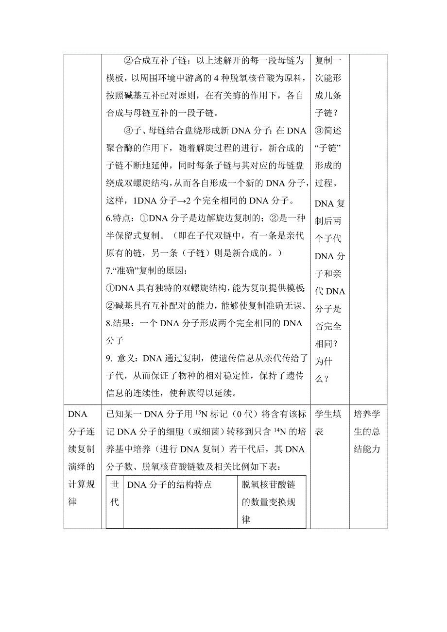 人教版生物必修二第3章　基因的本质第3节《DNA的复制》参考教案1.doc_第3页