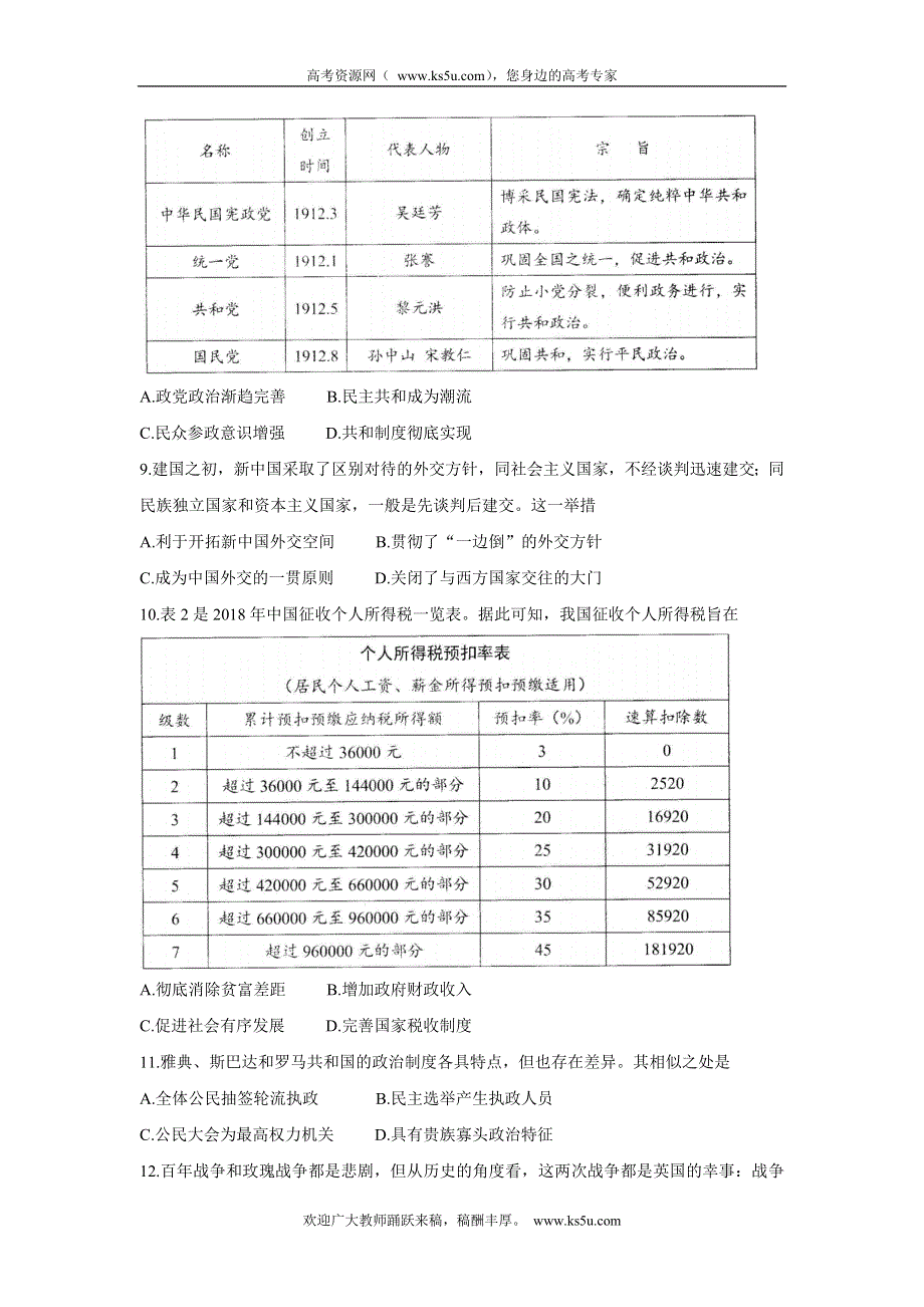 《发布》山东省菏泽市2021-2022学年高二上学期期中考试（A卷） 历史 WORD版含答案BYCHUN.doc_第3页