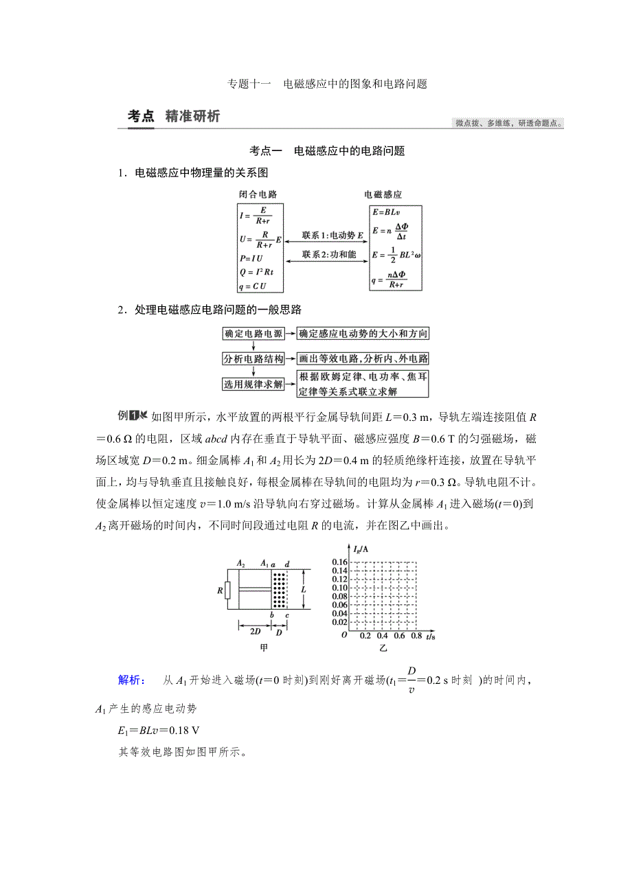 2021届高三物理人教版一轮复习教师用书：第10章 专题十一　电磁感应中的图象和电路问题 WORD版含解析.doc_第1页