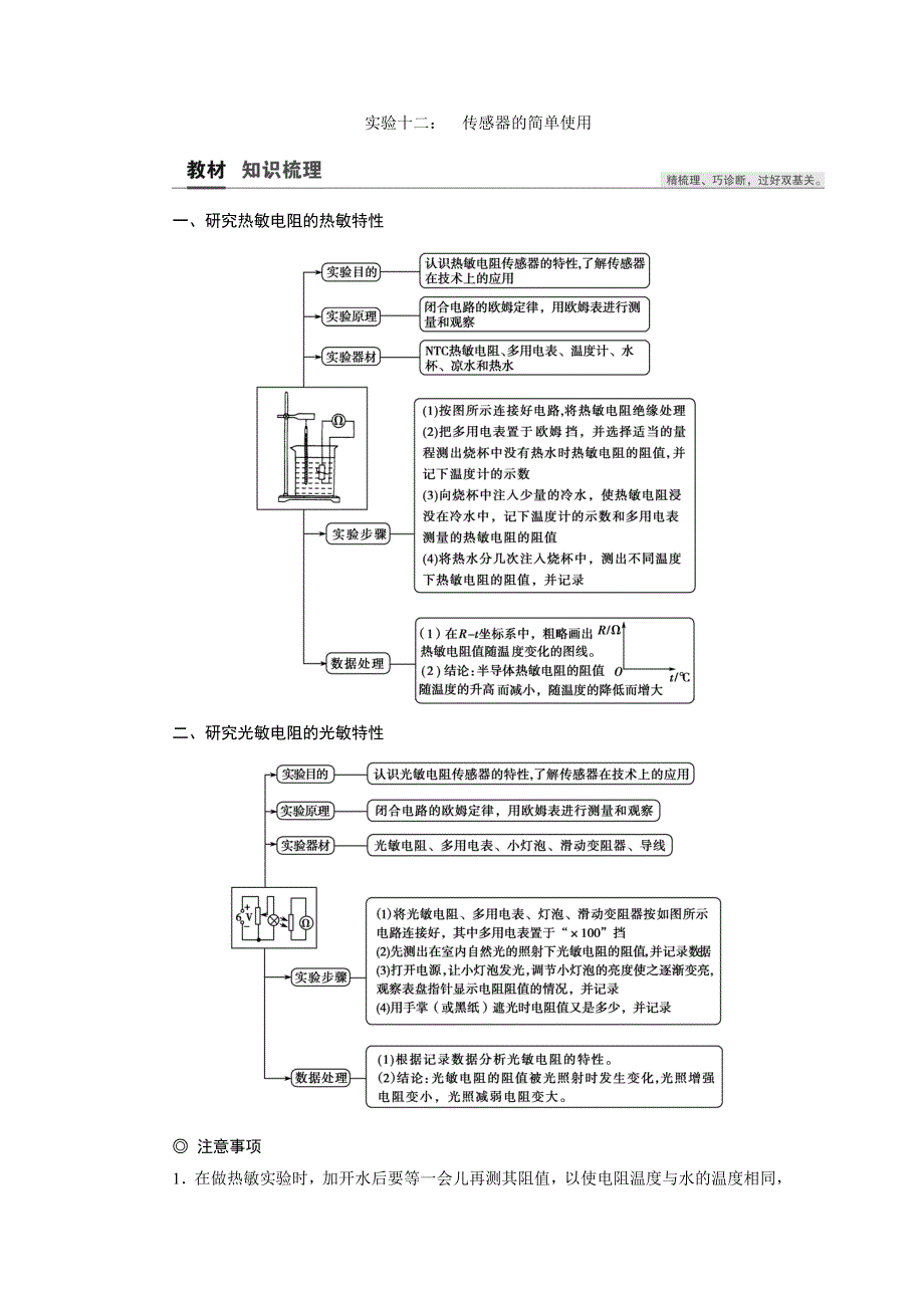 2021届高三物理人教版一轮复习教师用书：第11章 实验十二：　传感器的简单使用 WORD版含解析.doc_第1页