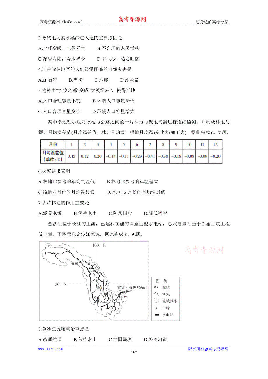 《发布》山西省2018-2019学年高二上学期期末测评考试 地理（人教版I） WORD版含答案BYCHUN.doc_第2页