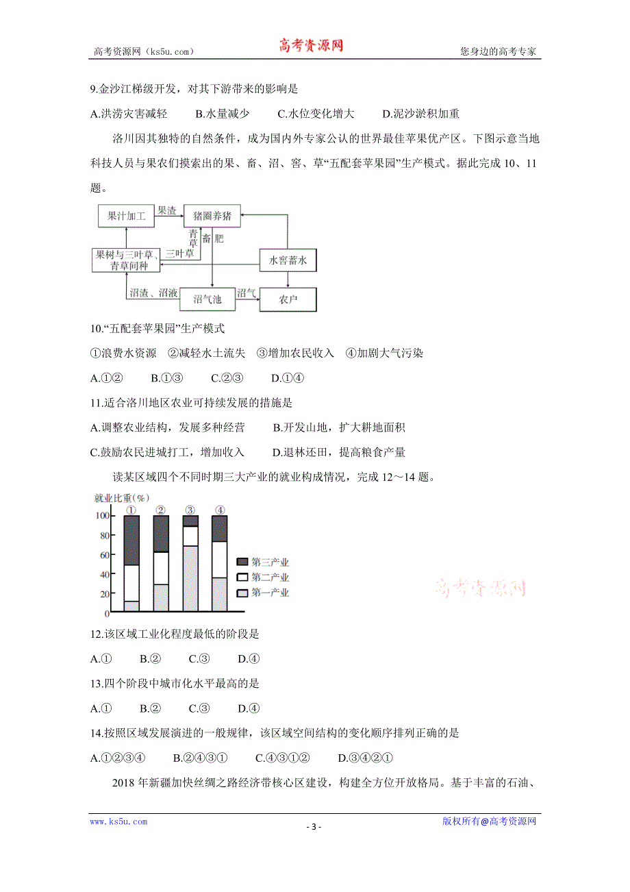 《发布》山西省2018-2019学年高二上学期期末测评考试 地理（人教版I） WORD版含答案BYCHUN.doc_第3页