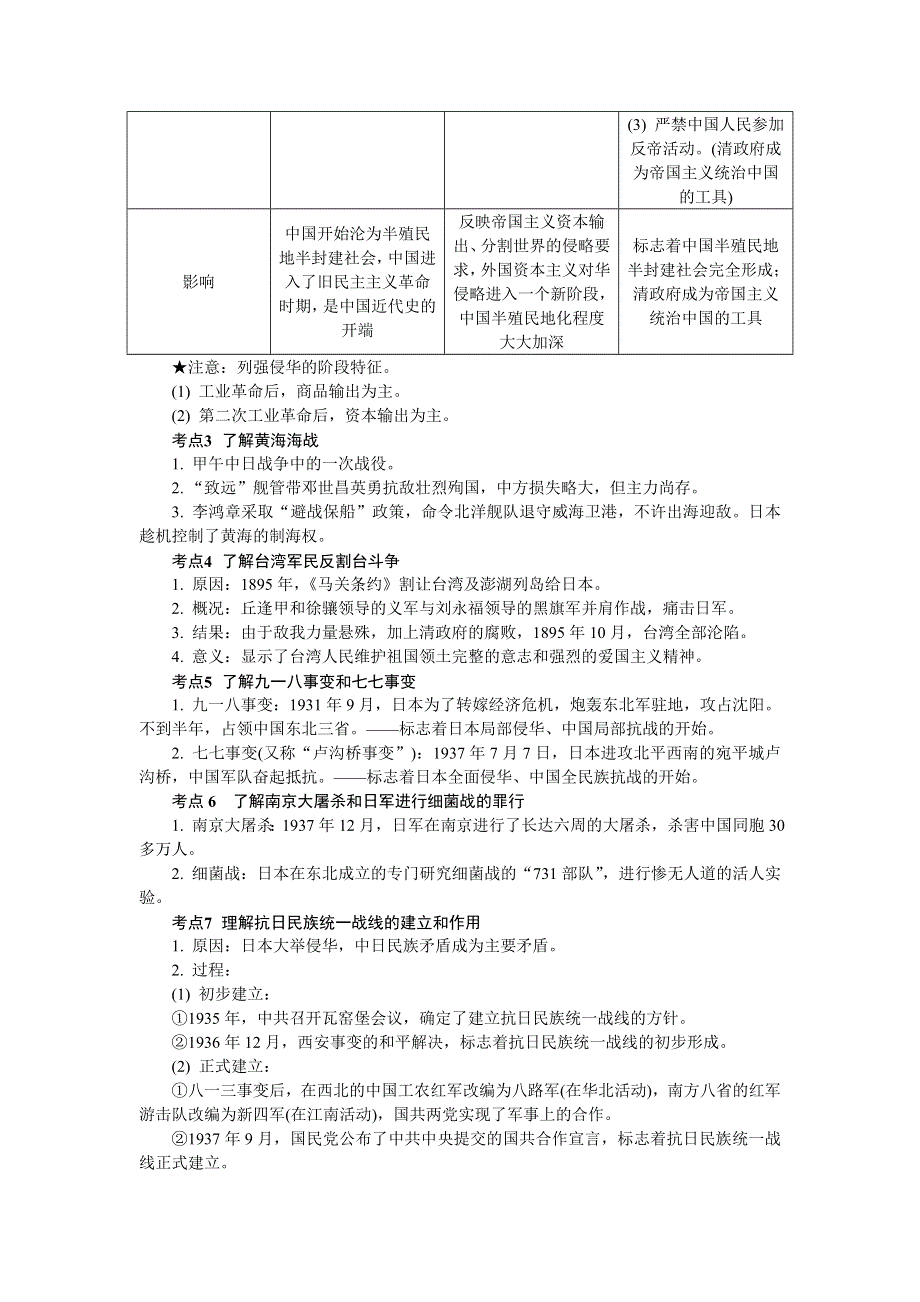 2018版江苏省历史学业水平测试复习背记手册：第二讲　列强侵略与中国人民的反抗斗争 .doc_第2页