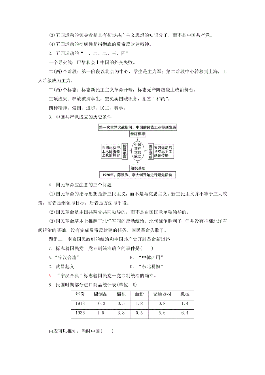 广东省2022版高考历史一轮复习 考点过关练7 中国共产党成立与新民主主义革命兴起 新人教版.doc_第3页