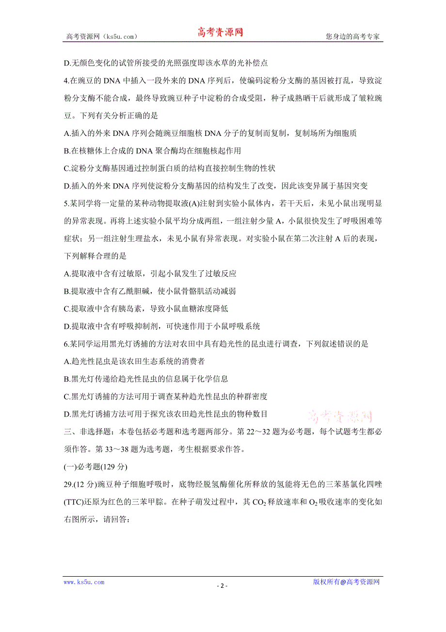 《发布》山西省太原市2020届高三年级模拟（一） 生物 WORD版含答案BYCHUN.doc_第2页