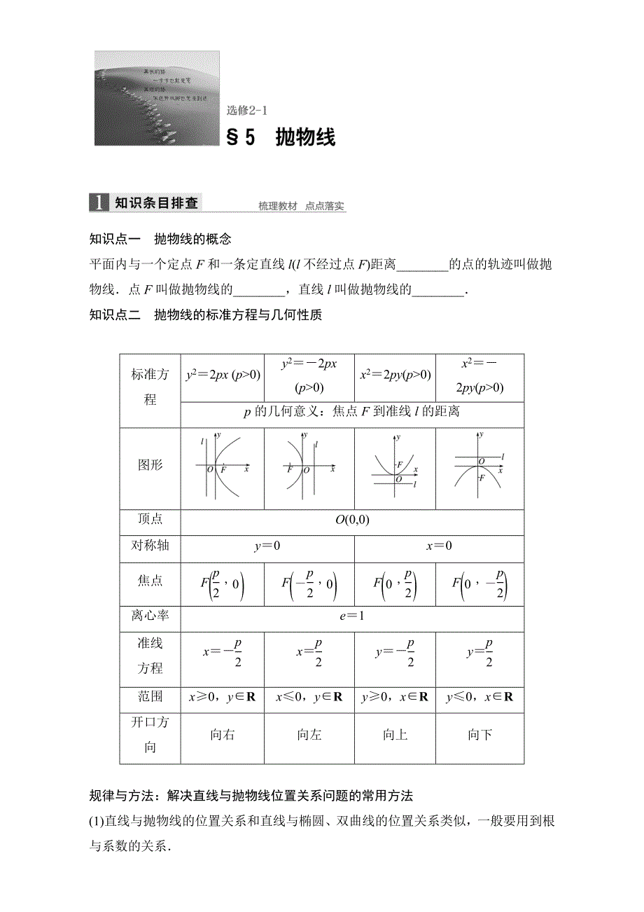 2018版浙江《学业水平考试》数学-知识清单与冲A训练：27 抛物线 WORD版含解析.doc_第1页