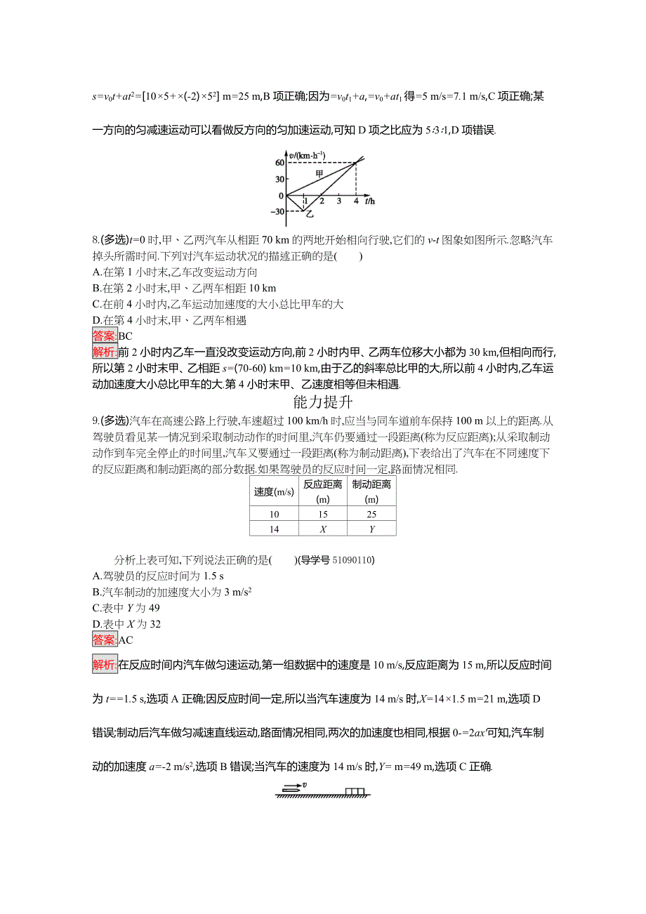 2016-2017学年高中物理必修一（粤教版）课时训练10匀变速直线运动与汽车行驶安全 WORD版含解析.doc_第3页