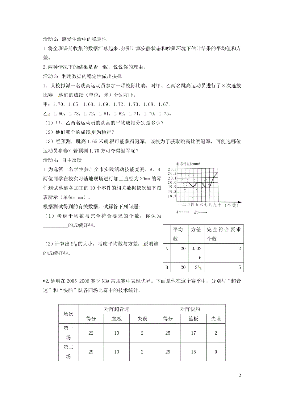 2022华东师大版八下第20章数据的整理与初步处理20.3数据的离散程度第2课时数据分析的应用学案.doc_第2页