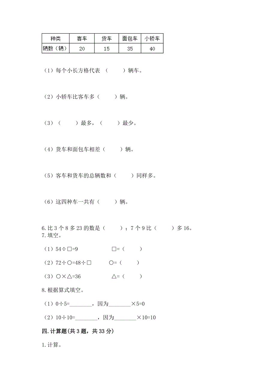 人教版二年级下册数学期末测试卷附参考答案【完整版】.docx_第3页