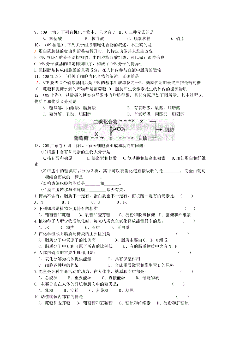 分子和细胞——2.4细胞中的糖类和脂质.doc_第3页