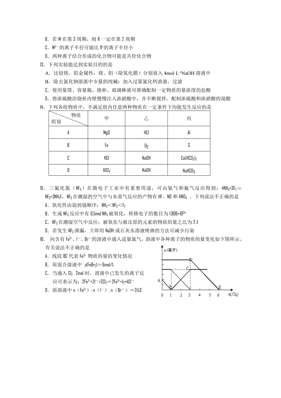 山东省乳山市2015届高三上学期期中考试化学试题WORD版含答案.doc_第3页