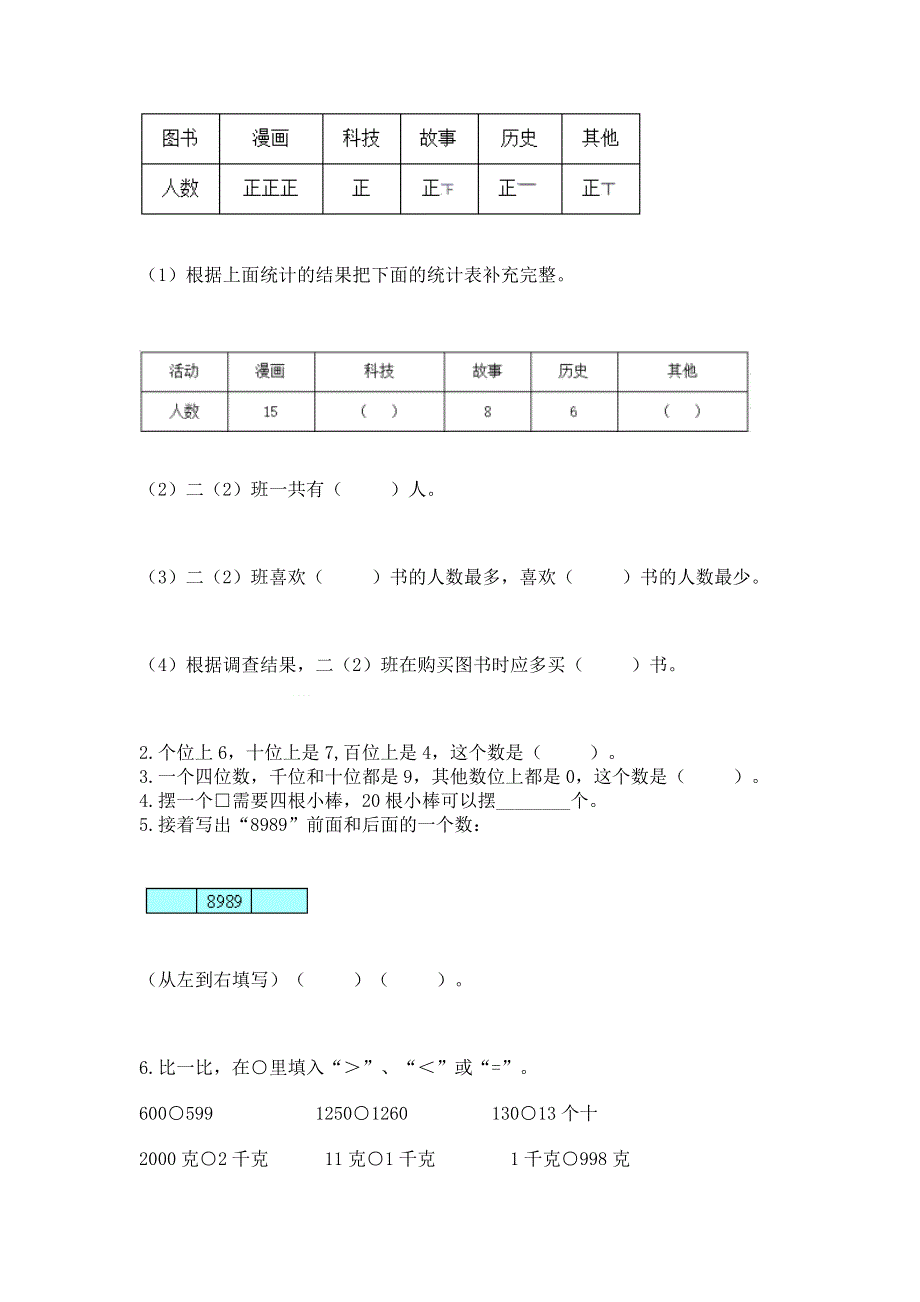 人教版二年级下册数学期末测试卷附答案（培优b卷）.docx_第2页