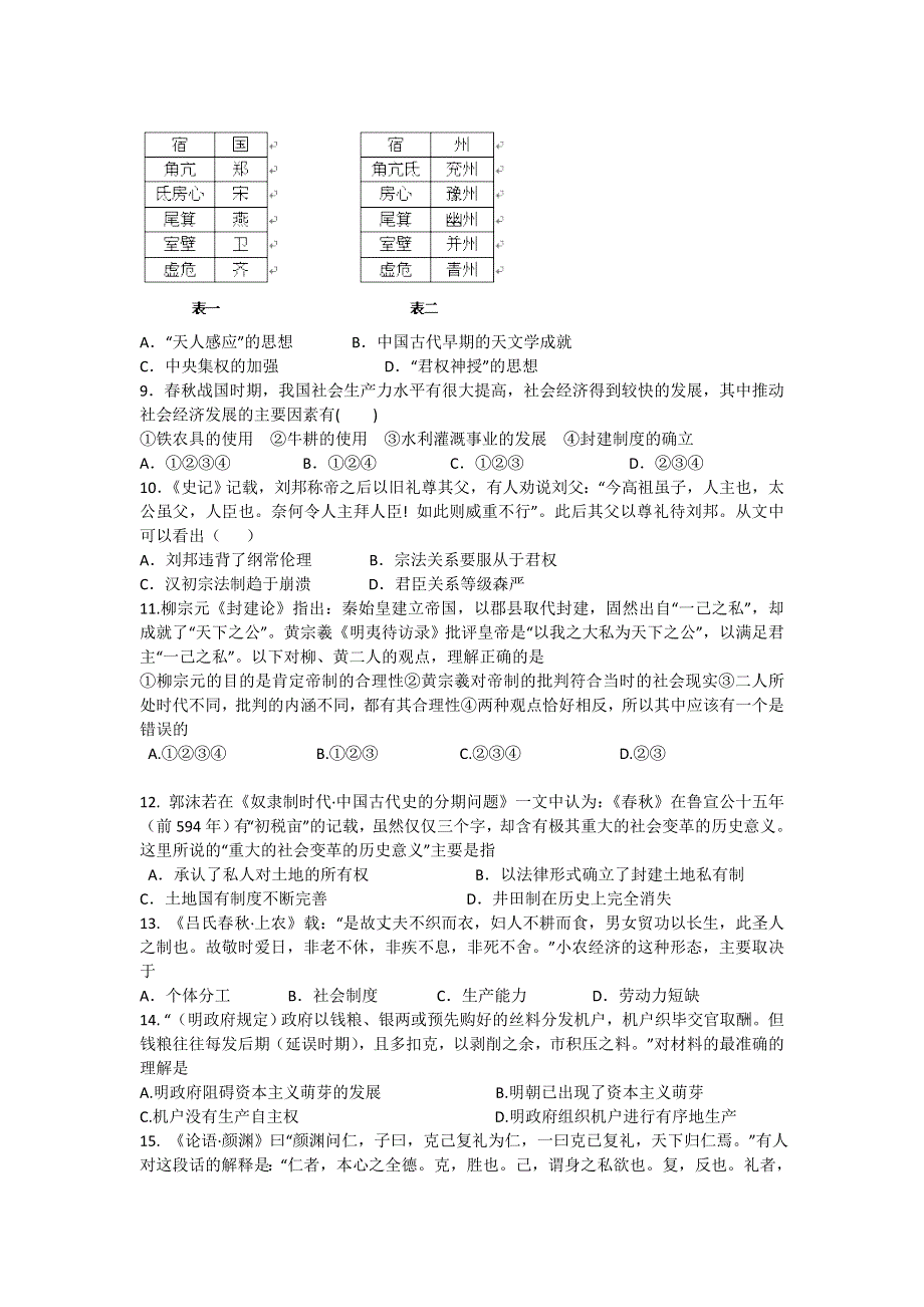 山东省堂邑中学2013届高三暑假自学检测历史试题.doc_第2页